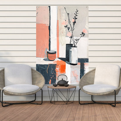 Abstract modern stilleven met bloemen in vaas tuinposter
