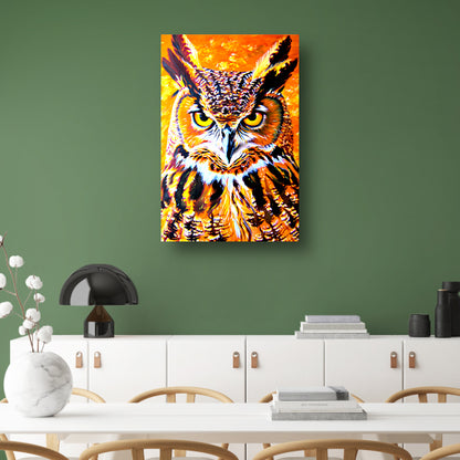 Psychedelische kleurrijke uil schilderij poster