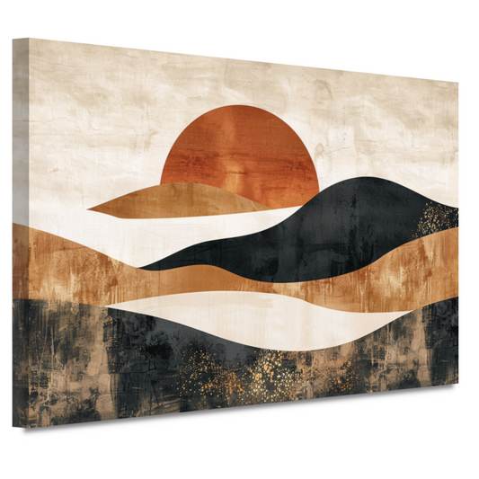 Sepia Tinten Abstracte Zonsondergang Kunst canvas