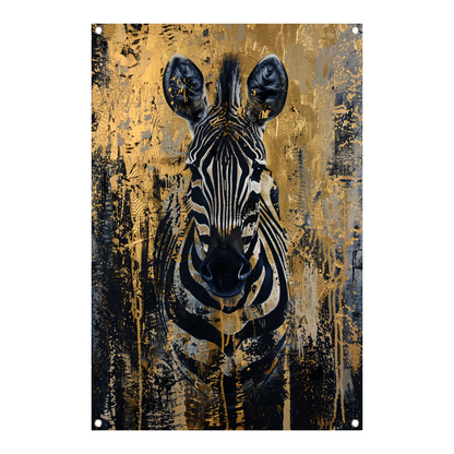 Mysterieus zebra portret in gouden stijl tuinposter