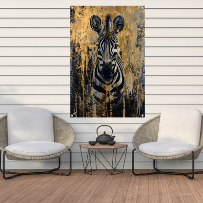 Mysterieus zebra portret in gouden stijl tuinposter