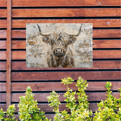 Monochrome Schotse Hooglander met Verf tuinposter