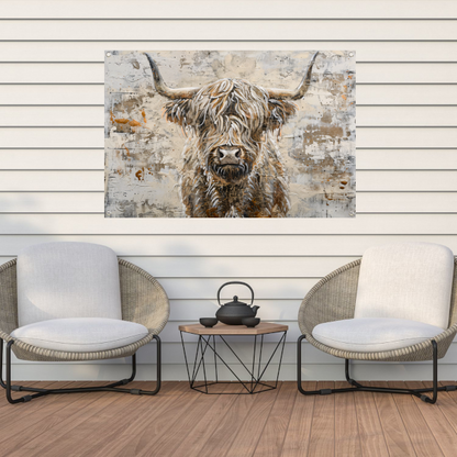 Monochrome Schotse Hooglander met Verf tuinposter