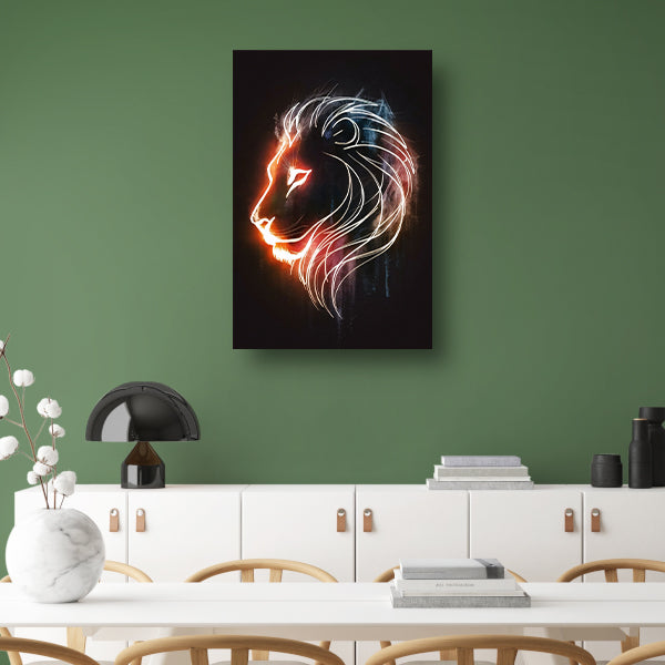 Abstracte lijnillustratie van een leeuw canvas met baklijst