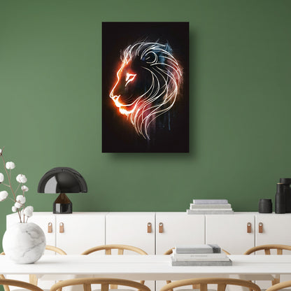 Abstracte lijnillustratie van een leeuw canvas met baklijst