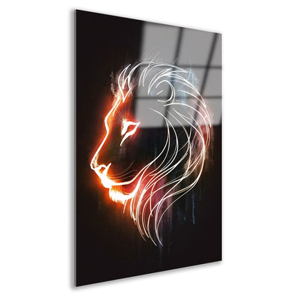 Abstracte lijnillustratie van een leeuw acrylglas