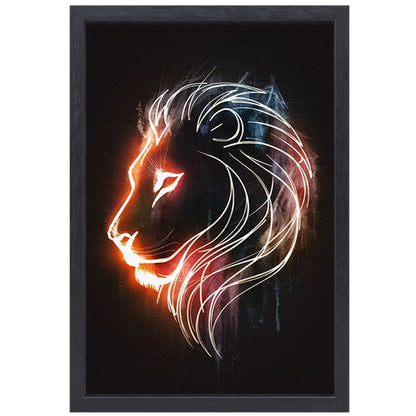 Abstracte lijnillustratie van een leeuw canvas met baklijst