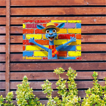 Blije blauwe kangoeroe voor kleurrijke muur tuinposter