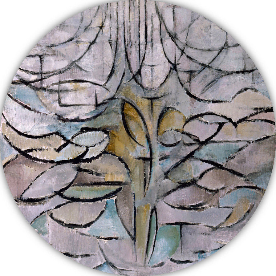 Appelboom in bloei - Piet Mondriaan aluminium muurcirkel