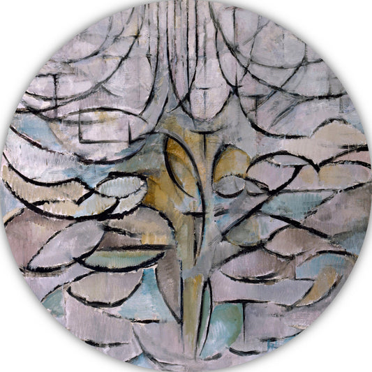 Appelboom in bloei - Piet Mondriaan aluminium muurcirkel