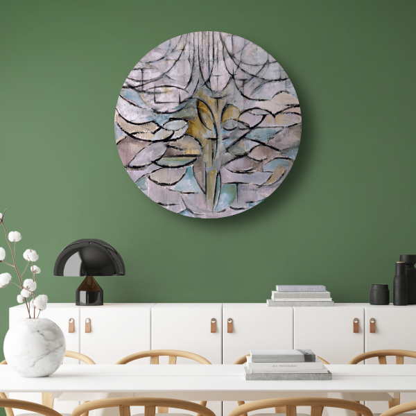 Appelboom in bloei - Piet Mondriaan aluminium muurcirkel