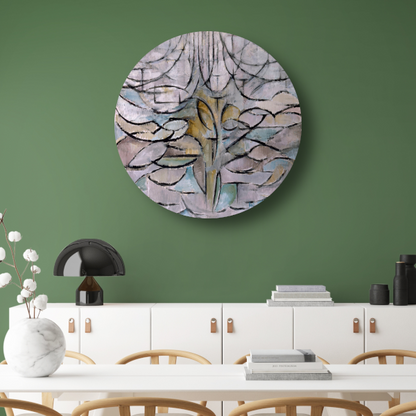 Appelboom in bloei - Piet Mondriaan aluminium muurcirkel