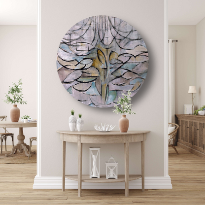 Appelboom in bloei - Piet Mondriaan aluminium muurcirkel