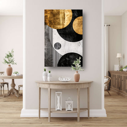 Abstracte Symmetrie in Zwart, Wit en Goud poster