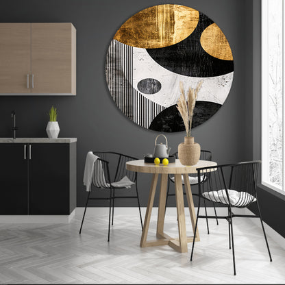 Abstracte Symmetrie in Zwart, Wit en Goud forex muurcirkel