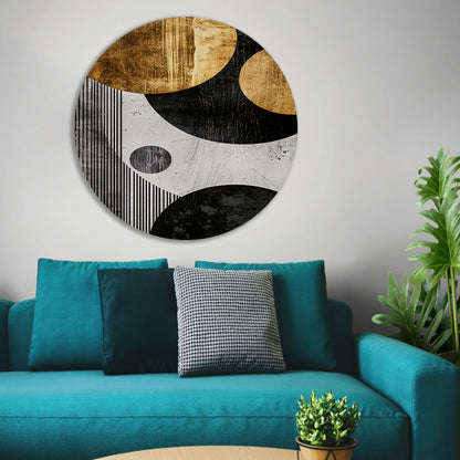 Abstracte Symmetrie in Zwart, Wit en Goud forex muurcirkel