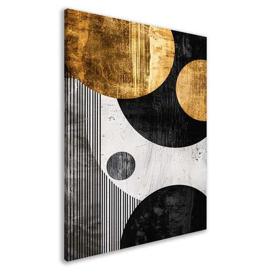 Abstracte Symmetrie in Zwart, Wit en Goud canvas