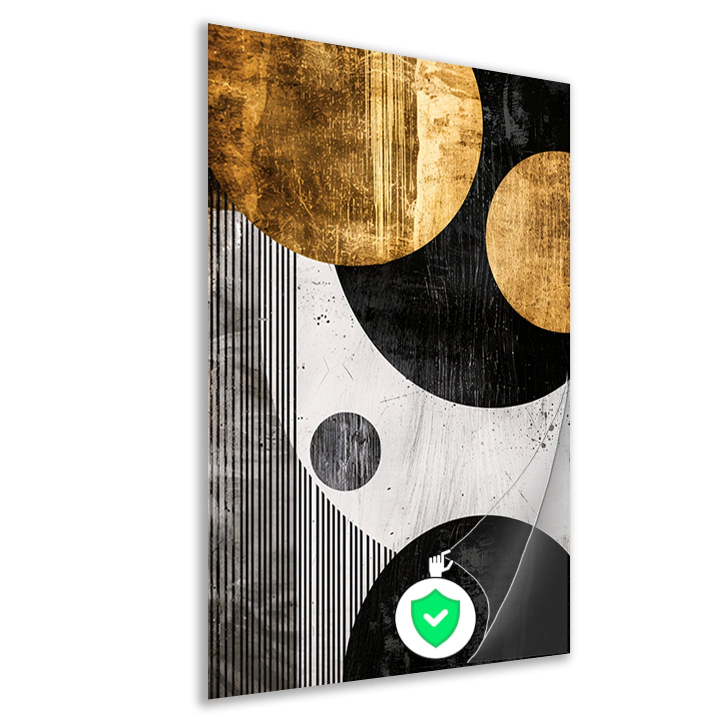 Abstracte Symmetrie in Zwart, Wit en Goud poster
