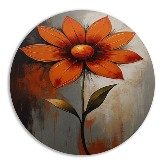 Vibrant Red and Orange Impressionist Flower forex muurcirkel