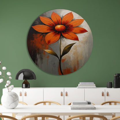 Vibrant Red and Orange Impressionist Flower aluminium muurcirkel