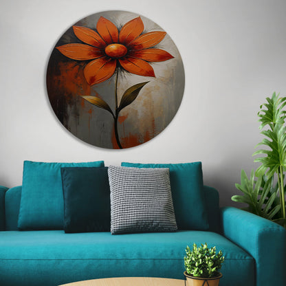 Vibrant Red and Orange Impressionist Flower aluminium muurcirkel