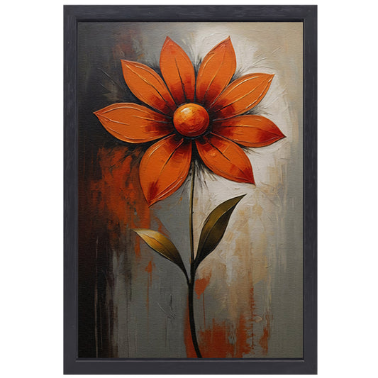 Vibrant Red and Orange Impressionist Flower canvas met baklijst