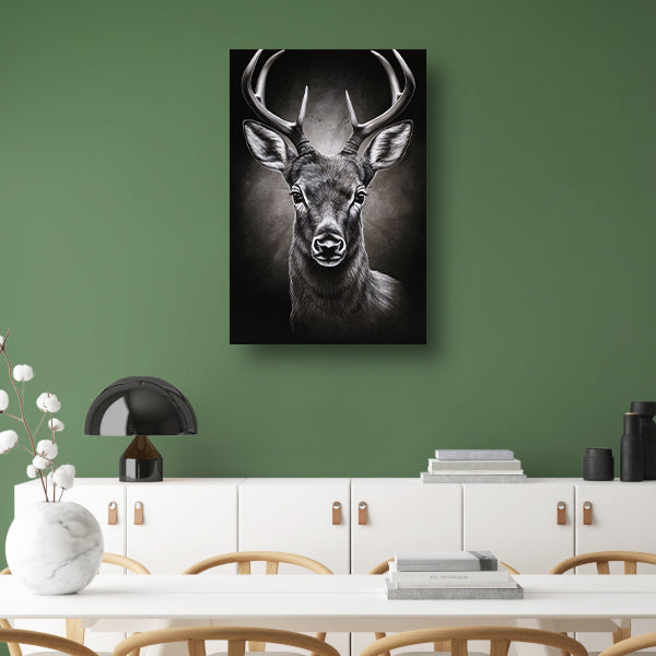 Hyperrealistisch Portret van een Majestueus Hert canvas met baklijst