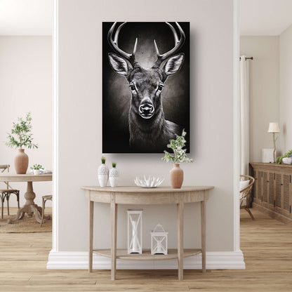 Hyperrealistisch Portret van een Majestueus Hert canvas met baklijst