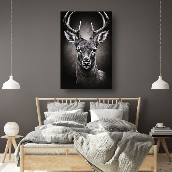 Hyperrealistisch Portret van een Majestueus Hert canvas met baklijst