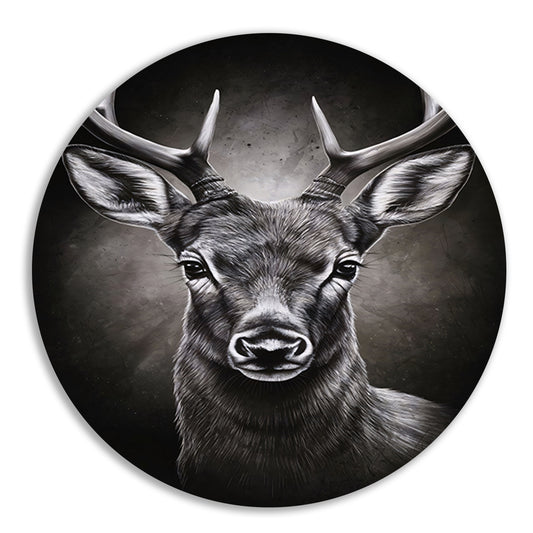 Hyperrealistisch Portret van een Majestueus Hert aluminium muurcirkel