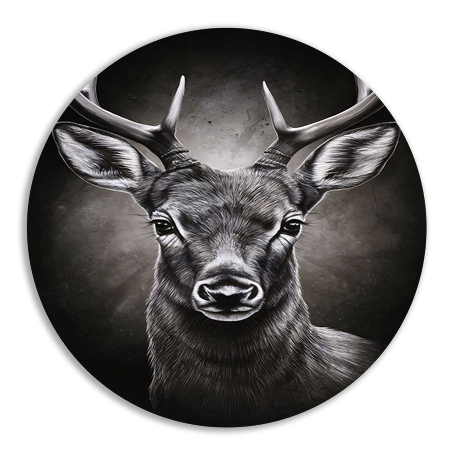 Hyperrealistisch Portret van een Majestueus Hert aluminium muurcirkel