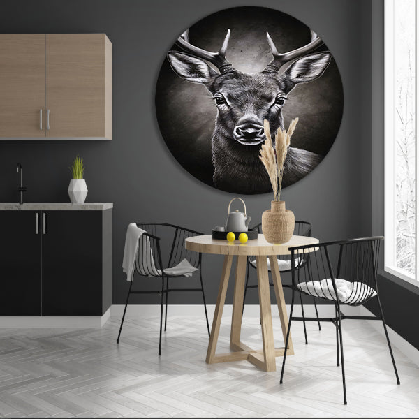 Hyperrealistisch Portret van een Majestueus Hert aluminium muurcirkel