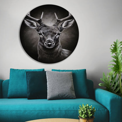 Hyperrealistisch Portret van een Majestueus Hert aluminium muurcirkel