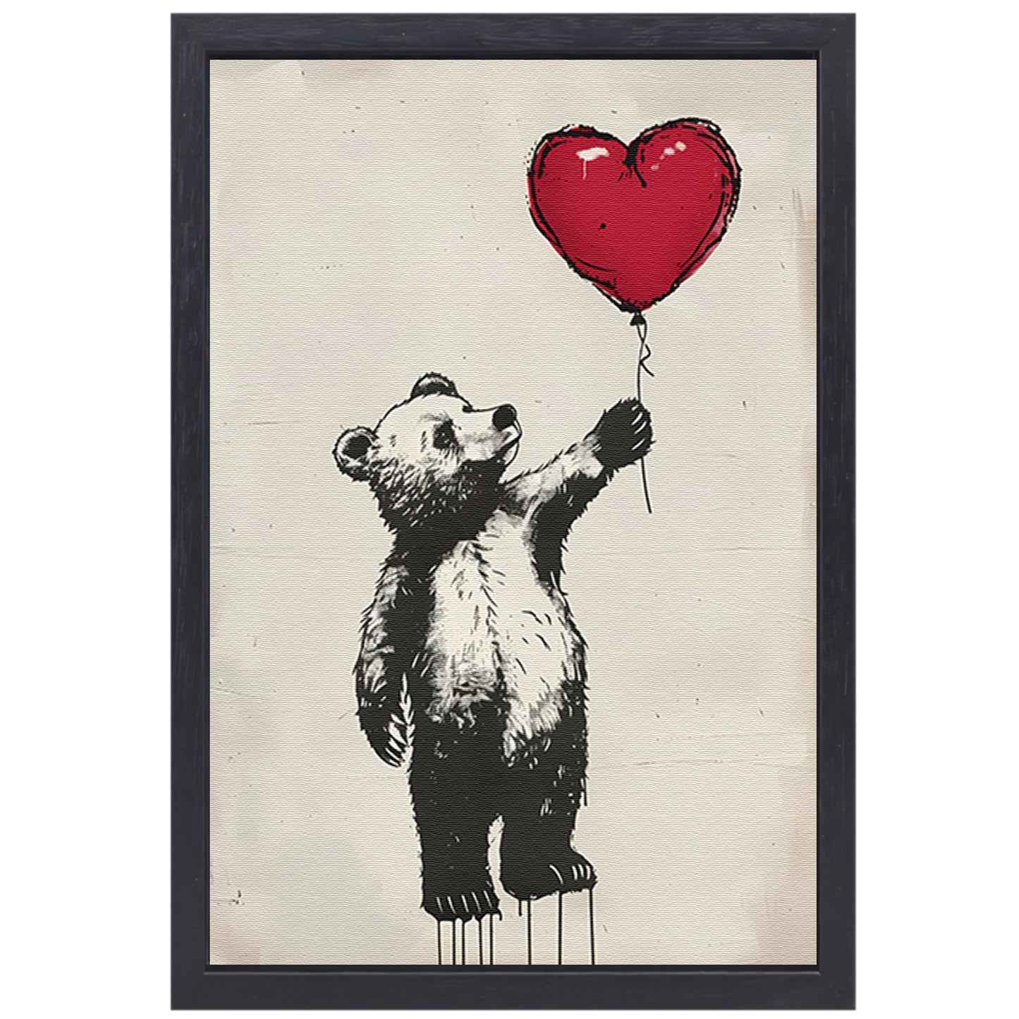 Beer met hartvormige ballon canvas met baklijst