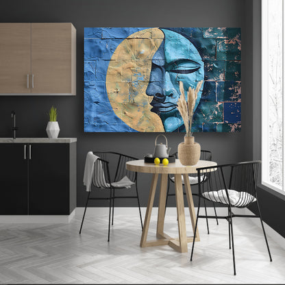 Abstract Gezicht met Halve Maan en Kleuren poster