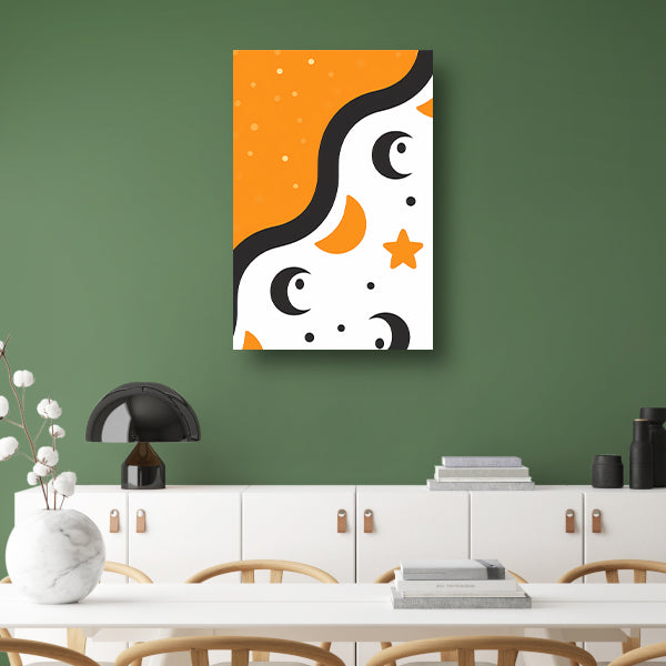 Abstract Maan en Sterren canvas