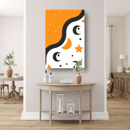 Abstract Maan en Sterren canvas met baklijst