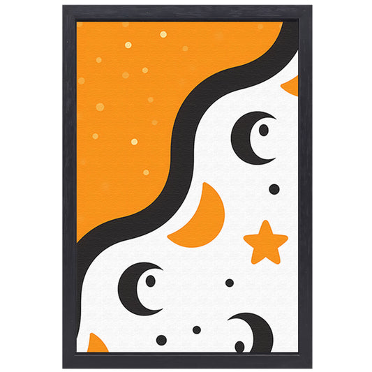Abstract Maan en Sterren canvas met baklijst