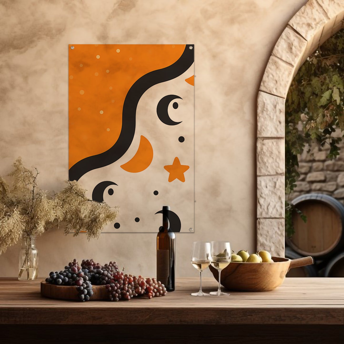 Abstract Maan en Sterren tuinposter