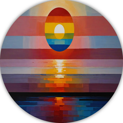 Abstracte Zonsondergang in Levendige Kleuren forex muurcirkel