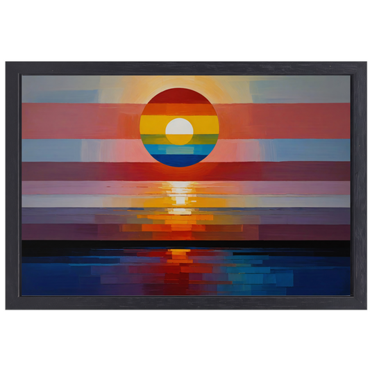 Abstracte Zonsondergang in Levendige Kleuren canvas met baklijst