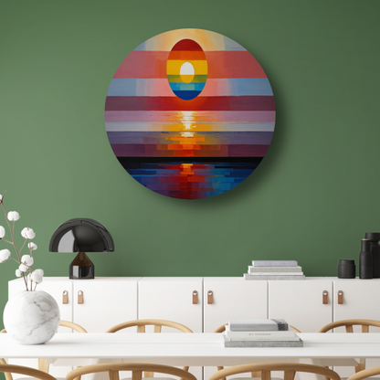 Abstracte Zonsondergang in Levendige Kleuren forex muurcirkel
