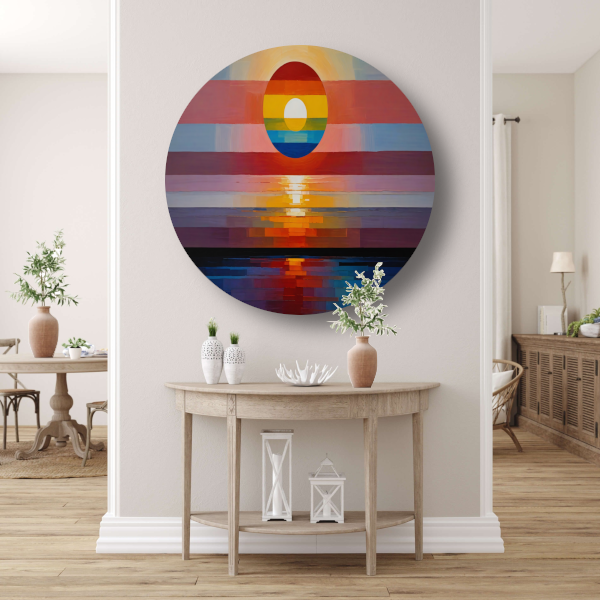 Abstracte Zonsondergang in Levendige Kleuren forex muurcirkel
