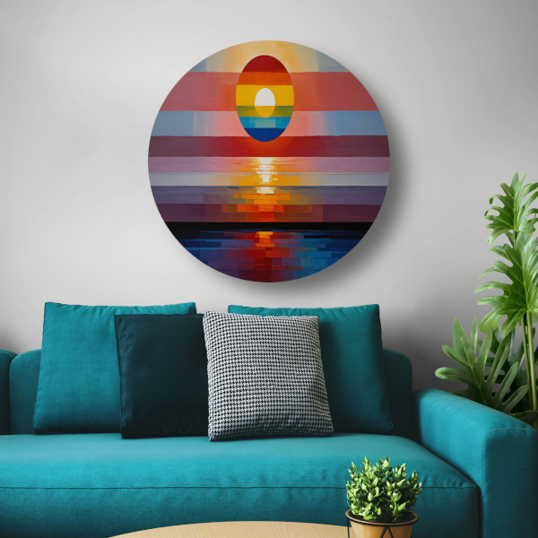 Abstracte Zonsondergang in Levendige Kleuren forex muurcirkel