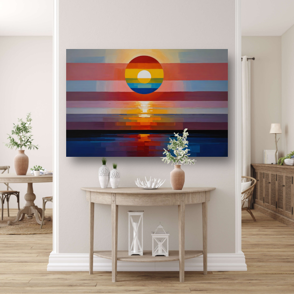 Abstracte Zonsondergang in Levendige Kleuren poster