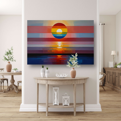 Abstracte Zonsondergang in Levendige Kleuren poster