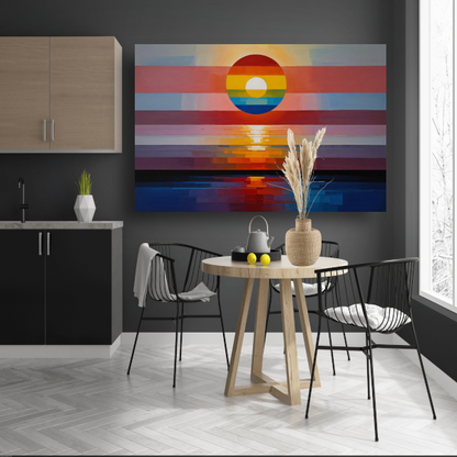 Abstracte Zonsondergang in Levendige Kleuren poster