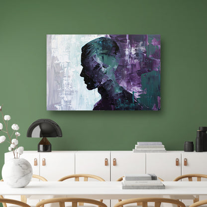 Abstract schilderij van kleurrijk mannen silhouet canvas