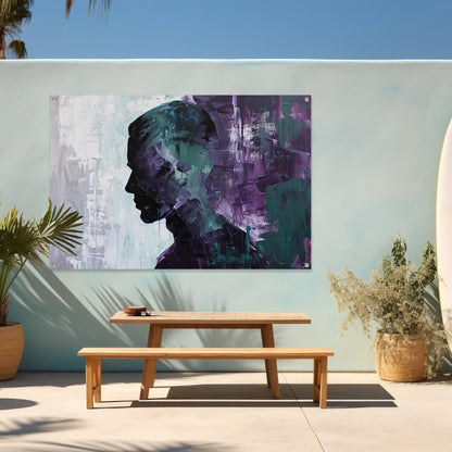 Abstract schilderij van kleurrijk mannen silhouet tuinposter