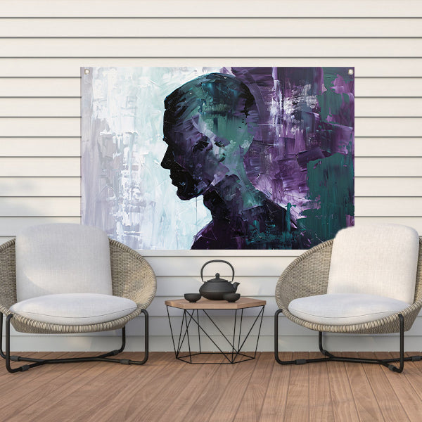 Abstract schilderij van kleurrijk mannen silhouet tuinposter